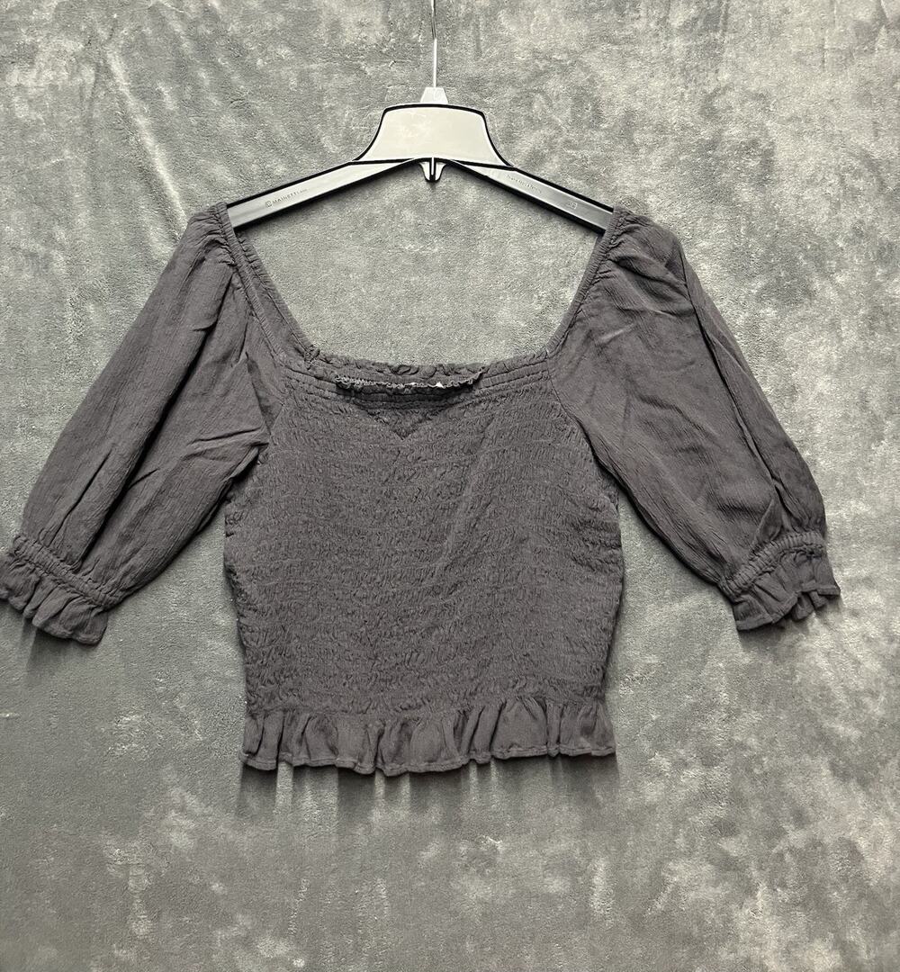 American Eagle Smocked Square Neck Puff Slv Blouse Sz M Y2K Indie Boho Revival